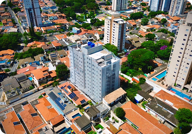 Vista aérea da cidade com prédios